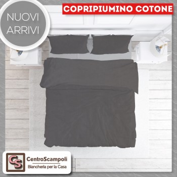 Copripiumino matrimoniale in cotone tinta unita antracite