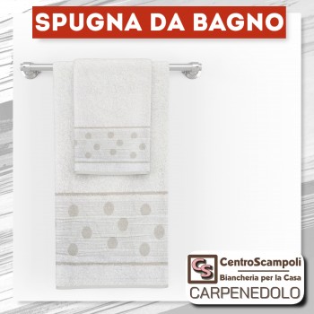 ASCIUGAMANI SET SPUGNA BAGNO POIS BIANCO