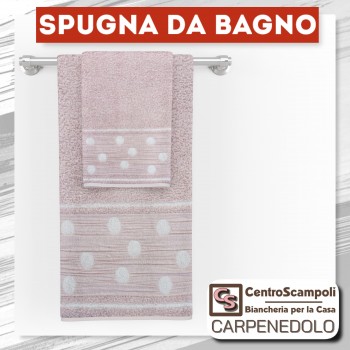 ASCIUGAMANI SET SPUGNA BAGNO POIS ROSA