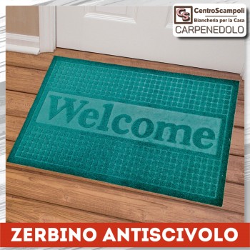 Zerbino antiscivolo welcome verde PRODOTTO DISPONIBILE SOLO IN NEGOZIO - Centro Scampoli Carpenedolo