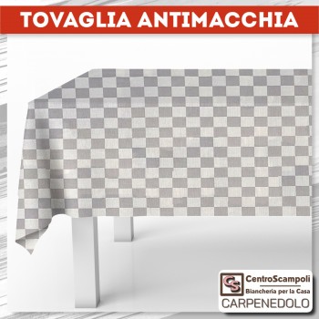 Tovaglia Antimacchia 140x240 quadri grigio