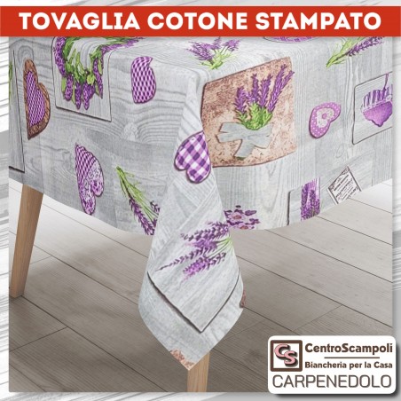 Tovaglia cotone stampato 140x180 Lavanda & Love