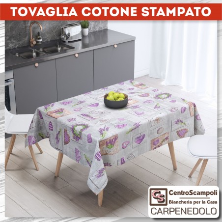 Tovaglia cotone stampato 140x180 Lavanda & Love