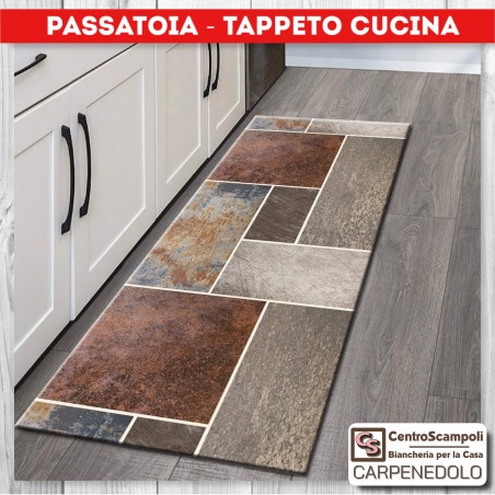 Tappeto cucina passatoia 50x180 brown and square