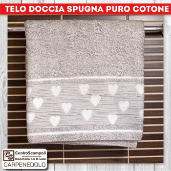 Telo doccia salvietta asciugamano in spugna LOVE GRIGIO