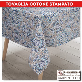 Tovaglia cotone stampato 140x180 MAIOLICA BLU