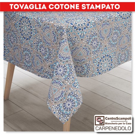 Tovaglia cotone stampato 140x180 MAIOLICA BLU