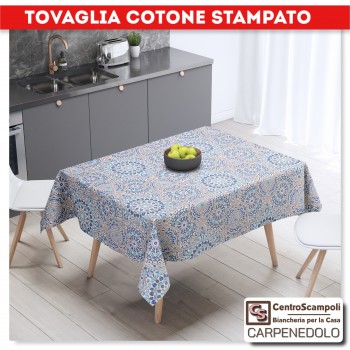 Tovaglia cotone stampato 140x180 MAIOLICA BLU