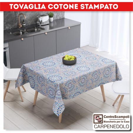 Tovaglia cotone stampato 140x180 MAIOLICA BLU