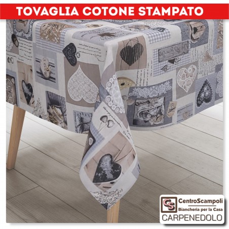 Tovaglia cotone stampato 140x180 POESIA BEIGE