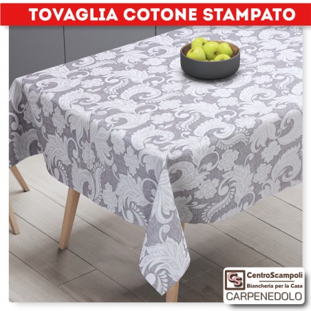 Tovaglia cotone stampato 140x180 SERENA BELLA GRIGIO