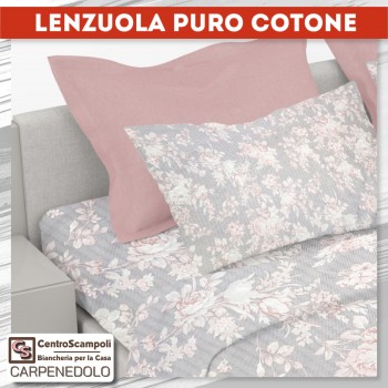 Lenzuola una piazza e mezza puro cotone My garden Set completo letto - Centro Scampoli Carpenedolo