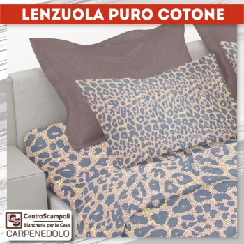 Lenzuola una piazza e mezza puro cotone Brown sand Set completo letto - Centro Scampoli Carpenedolo