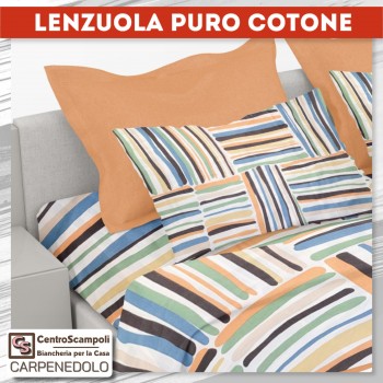 Lenzuola una piazza e mezza puro cotone Fashio and stripe Set completo letto - Centro Scampoli Carpenedolo