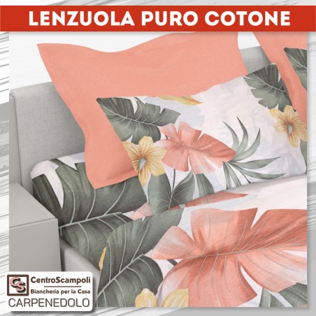 Lenzuola una piazza e mezza puro cotone Orange way Set completo letto - Centro Scampoli Carpenedolo