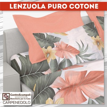 Lenzuola una piazza puro cotone Fiori bianchi Set completo letto - Centro Scampoli Carpenedolo