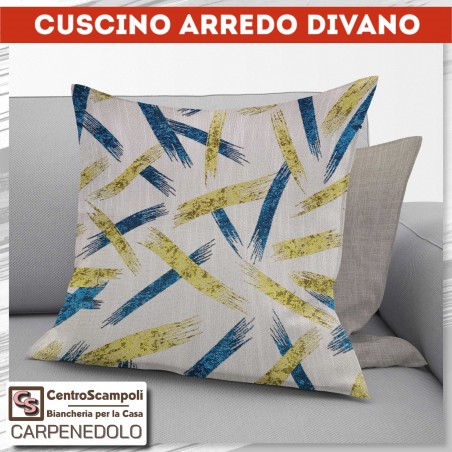 Cuscino arredo divano 50x50 Blu e green Brush - Centro Scampoli Carpenedolo