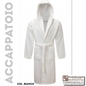 Accappatoio adulto con cappuccio colore bianco