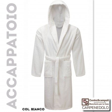 Accappatoio adulto con cappuccio colore bianco