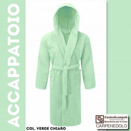 Accappatoio adulto con cappuccio colore verde chiaro