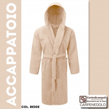 Accappatoio adulto con cappuccio colore beige