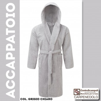 Accappatoio adulto con cappuccio colore grigio chiaro