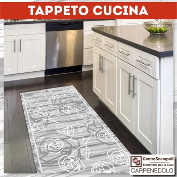 Tappeto cucina passatoia cucina 50x180 Rose grigio