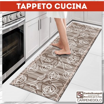 Tappeto cucina passatoia cucina 50x180 Rose Terra di siena