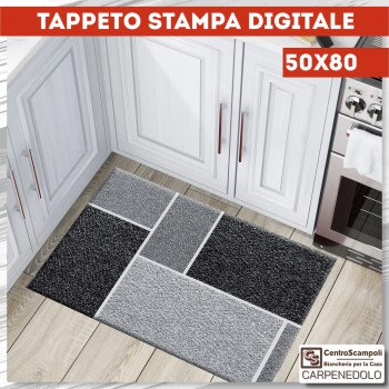 Tappeto 50x80 stampa digitale antiscivolo Doriana grigio