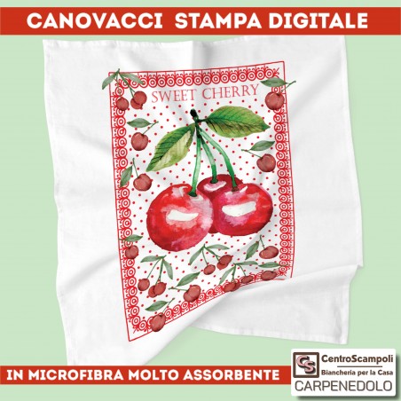 Canovaccio asciugapiatti cucina ciliege