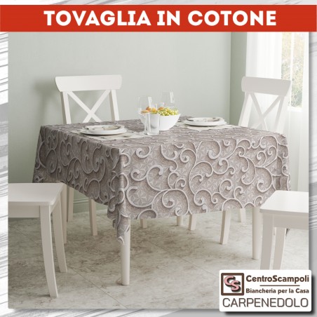 Tovaglia cotone stampato 140x240 Ilary beige