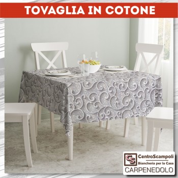 Tovaglia cotone stampato 140x240 Ilary grigio