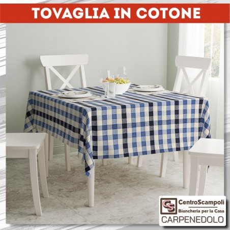 Tovaglia cotone stampato 140x240 Campagnola blu