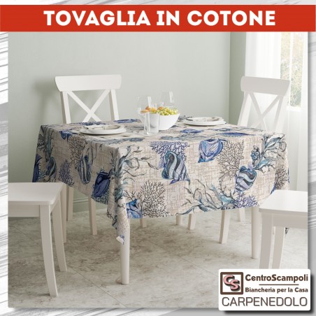 Tovaglia cotone stampato 140x240 Marina