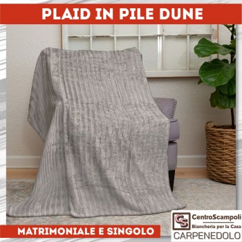 Plaid in pile matrimoniale Dune rigato grigio