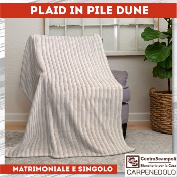 Plaid in pile matrimoniale Dune rigato Bianco panna