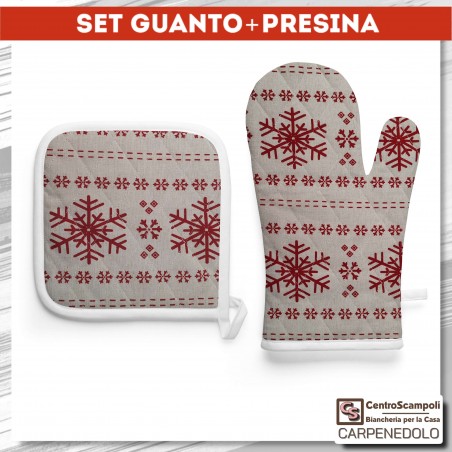 Guanto e presina da forno set coordinato cucina Alina