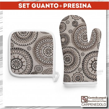 Guanto e presina da forno set coordinato cucina Serena