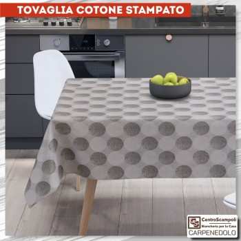 Tovaglia di cotone stampato 140x240 Cecilia grigio