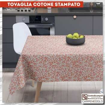 Tovaglia di cotone stampato 140x240 Corallo rosso