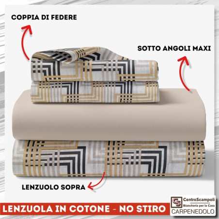 Lenzuola matrimoniali in cotone - NO STIRO Sabina VAR.02/24