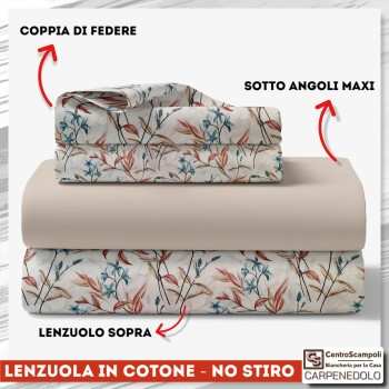 Lenzuola matrimoniali in cotone - NO STIRO Sabina VAR.03/24