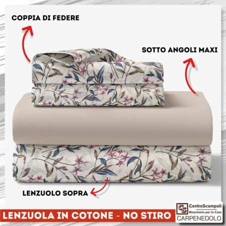 Lenzuola matrimoniali in cotone - NO STIRO Sabina VAR.04/24