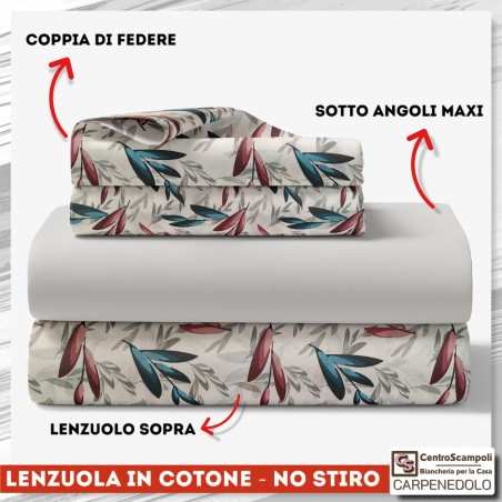 Lenzuola matrimoniali in cotone - NO STIRO Sabina VAR.06/24