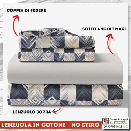 Lenzuola matrimoniali in cotone - NO STIRO Sabina VAR.07/24