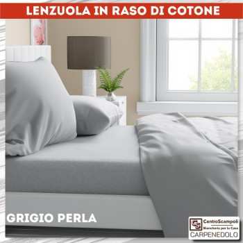 Lenzuola grigio perla di raso in puro cotone