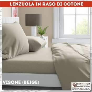 Lenzuola Visone (Beige chiaro/Oro) di raso in puro cotone