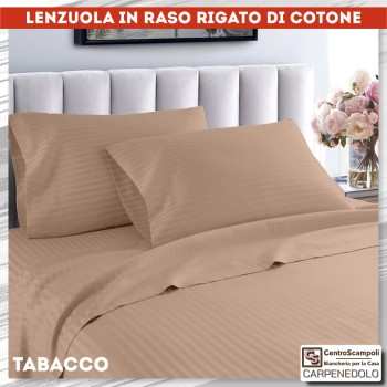 Lenzuola di raso di cotone rigato Diamante Col. tabacco