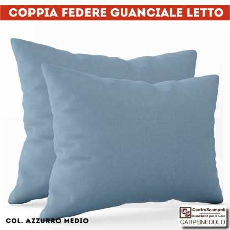 Federe cuscino tinta unita in cotone Azzurro medio