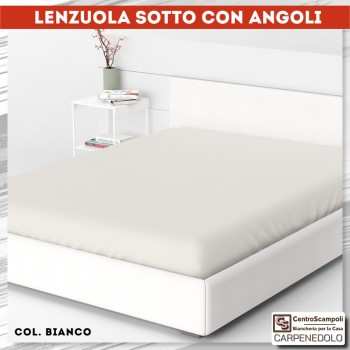 Lenzuolo sotto con angoli in Cotone Bianco